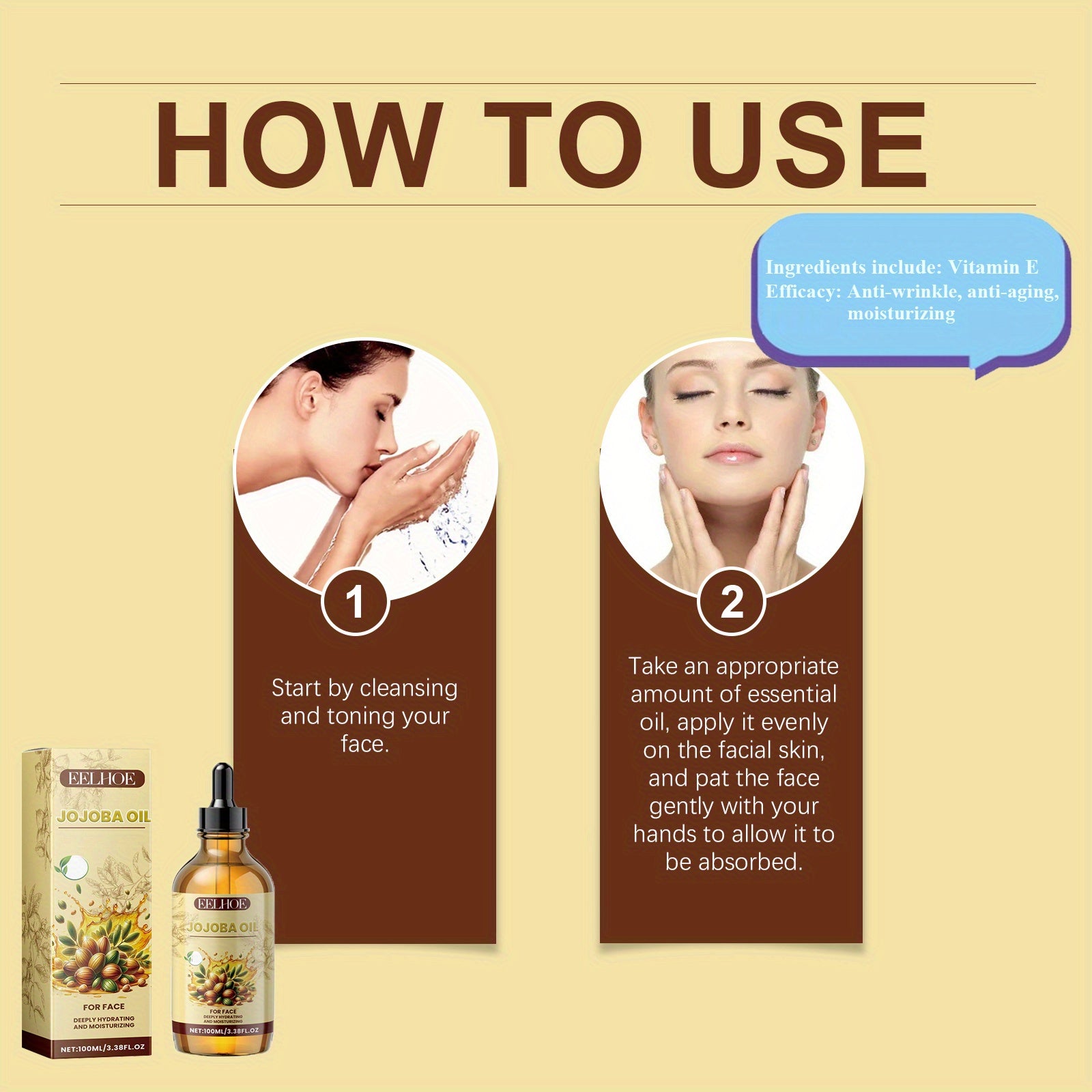 2-Pack 100ml Natural Face Oil for Skin, Body & Hair Care