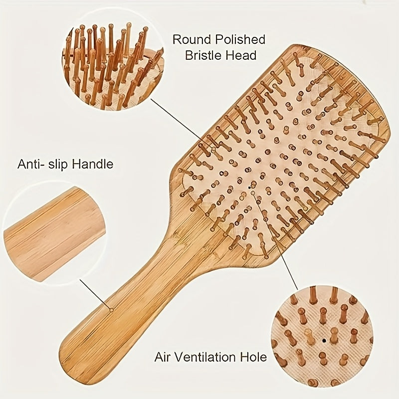 Bamboo Massage Brush – Gentle Detangle and Style Tool