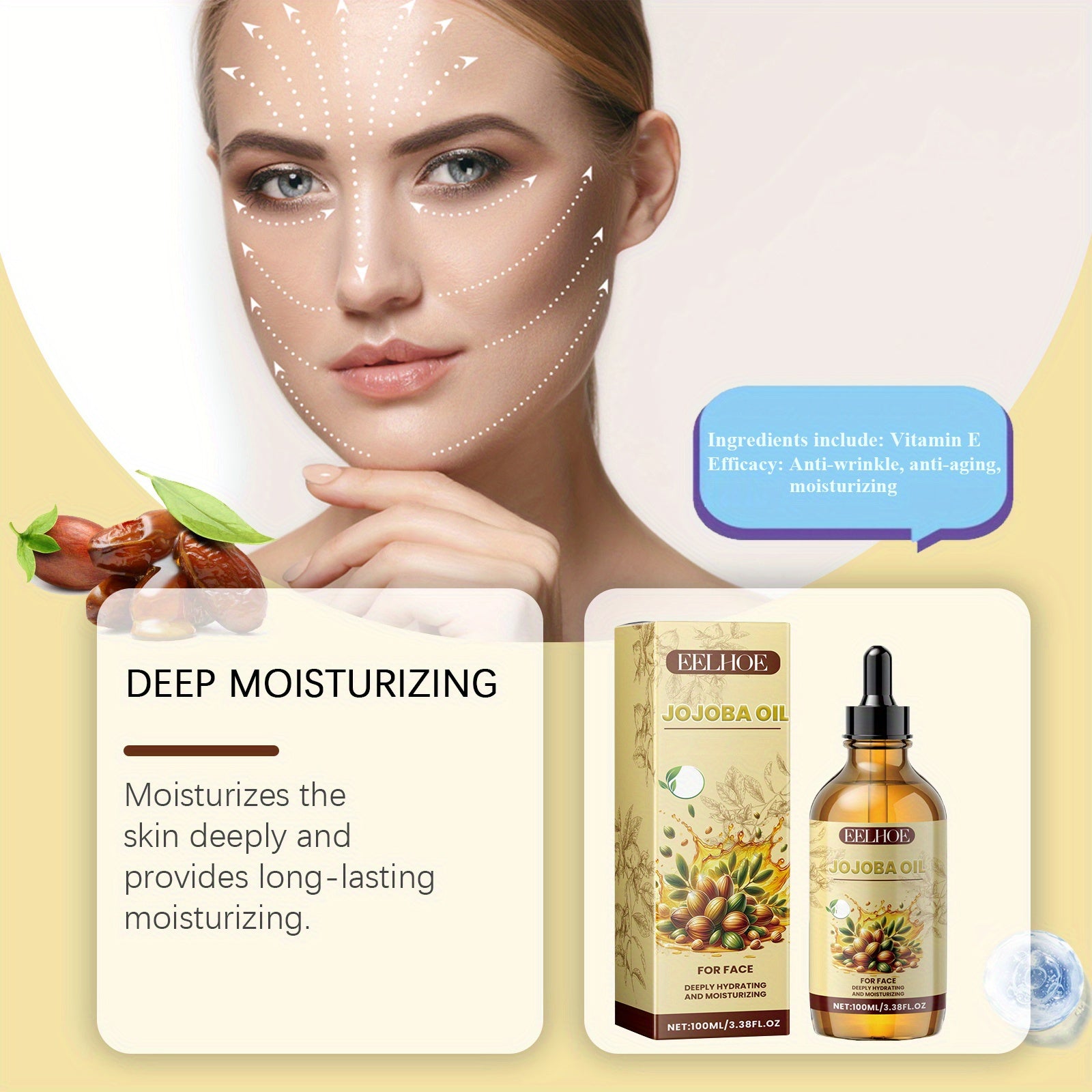 2-Pack 100ml Natural Face Oil for Skin, Body & Hair Care