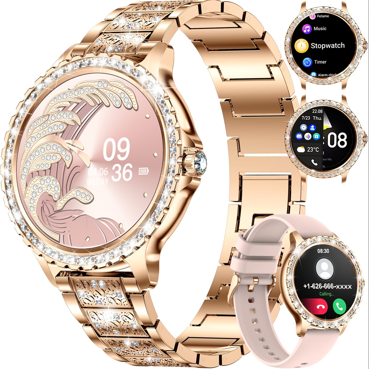 LIGE Women's Smart Watch – Calls, Fitness, Gold, iOS/Android