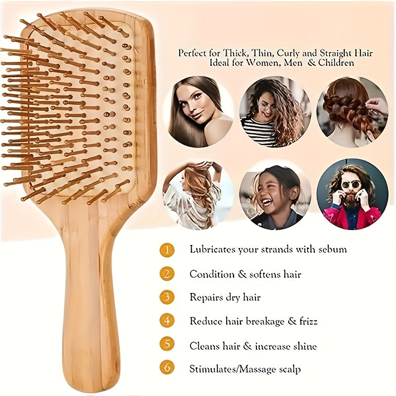 Bamboo Massage Brush – Gentle Detangle and Style Tool