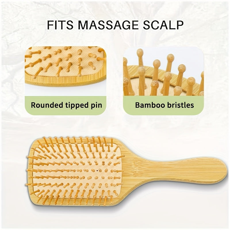 Bamboo Massage Brush – Gentle Detangle and Style Tool