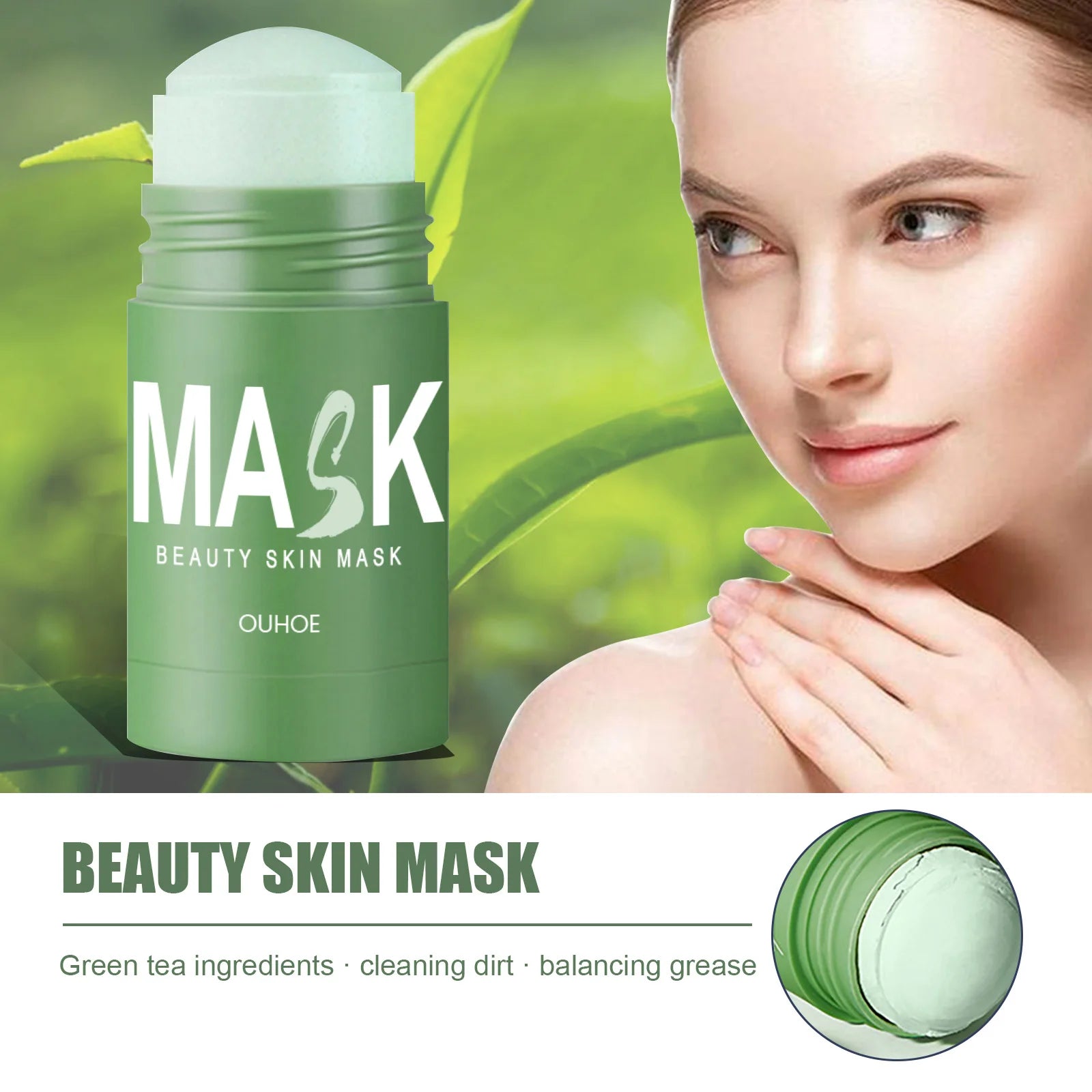 Green Tea Clay Mask Deep Clean Oil Control Hydrate Moisturizing Skin Care Treatment