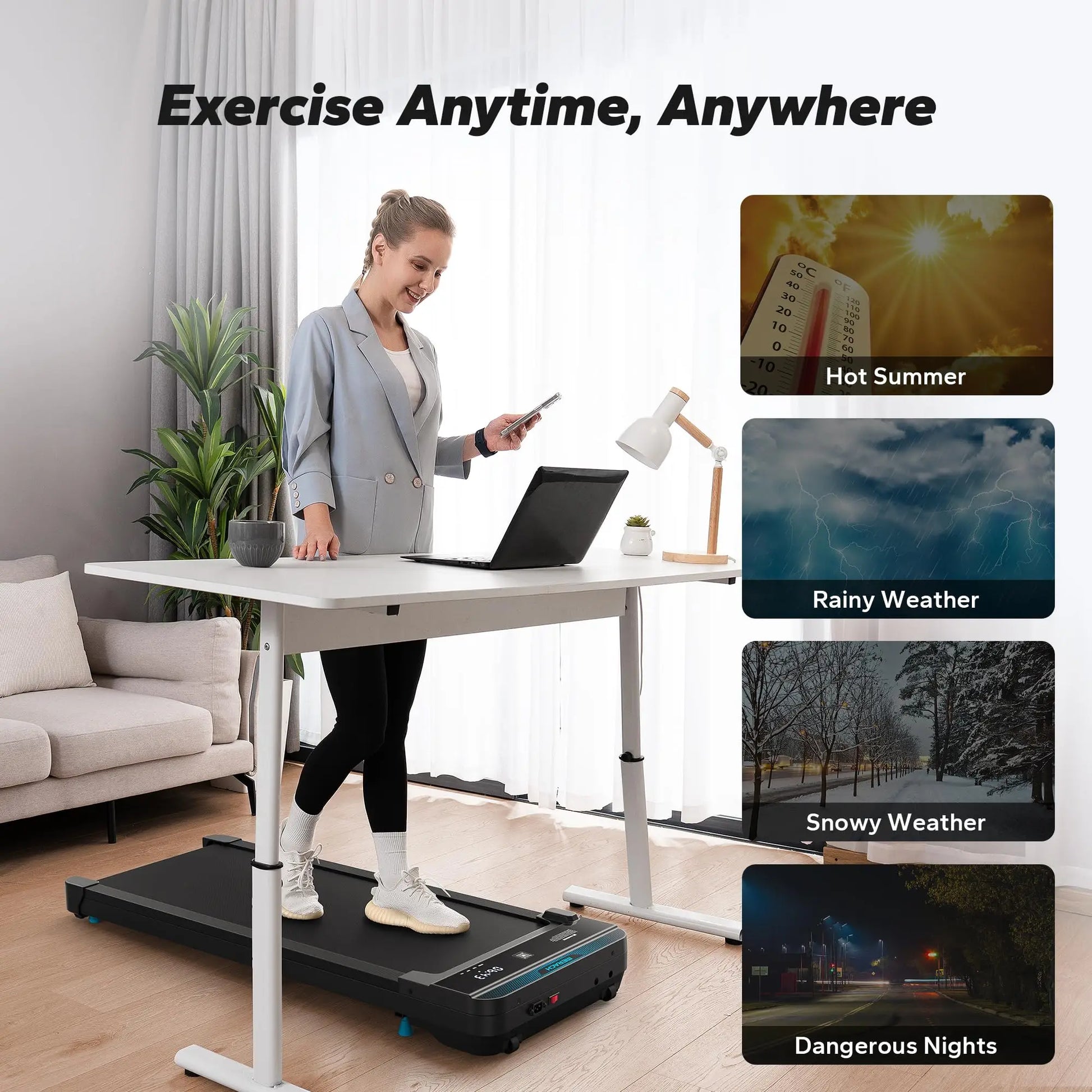 Compact Walking Treadmill - Portable, Remote Control