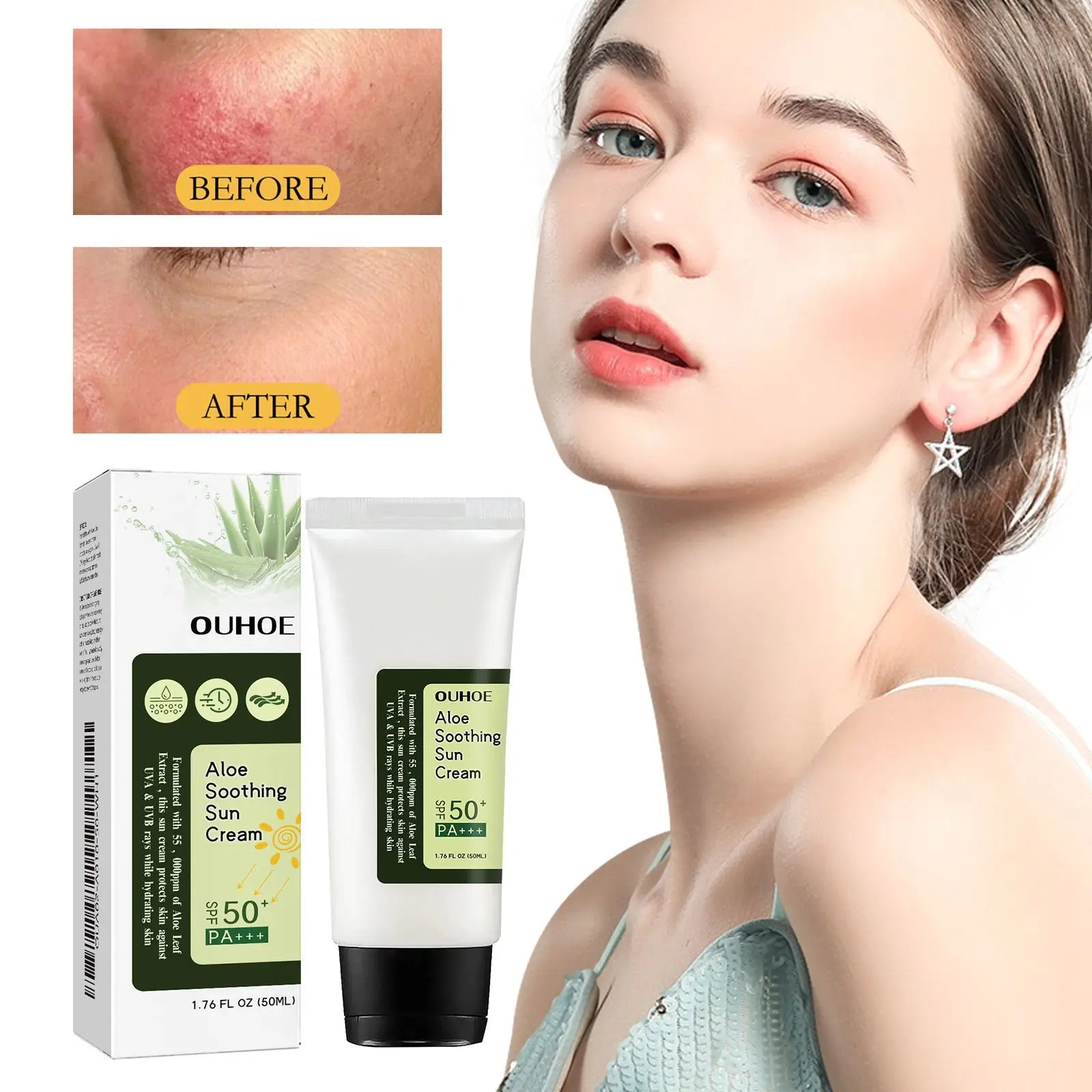 Aloe Sun Cream UV Protection and Soothing Moisturizer for Face and Skin Care