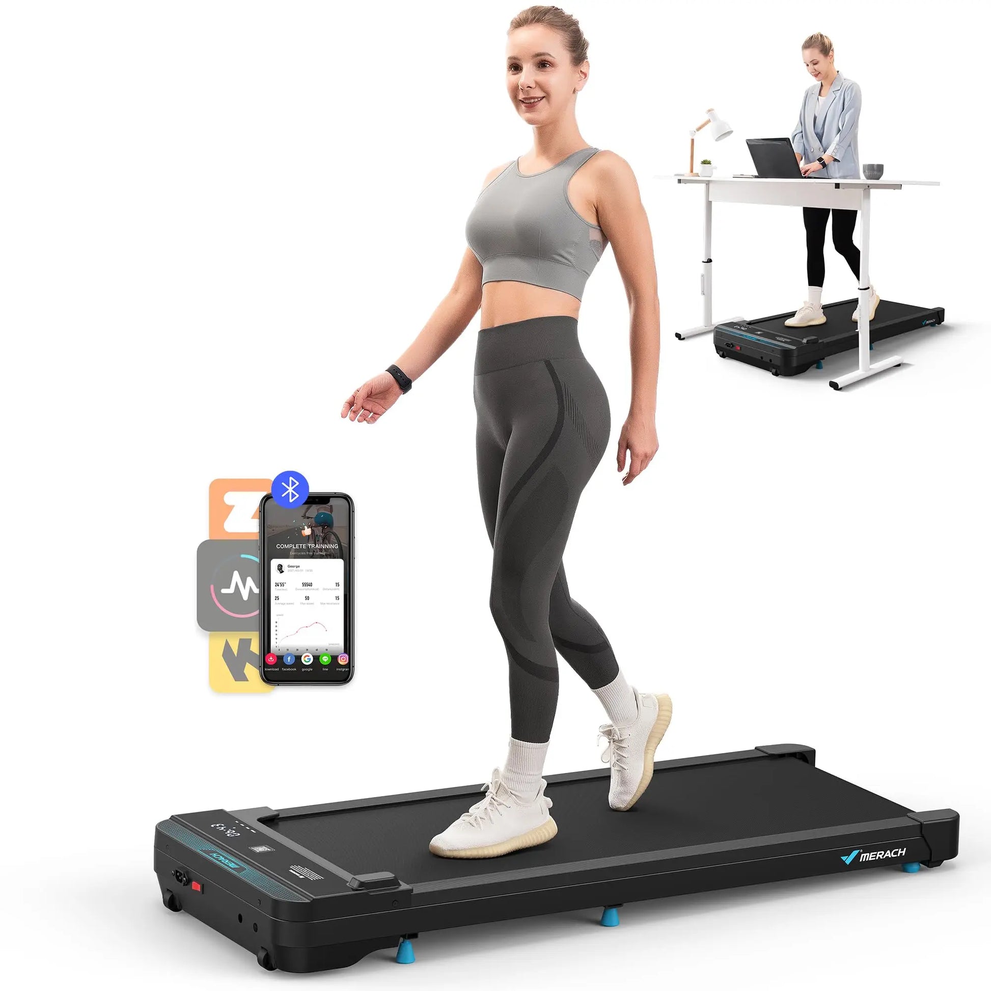 Merach Compact Walking Treadmill - Portable, Remote Control