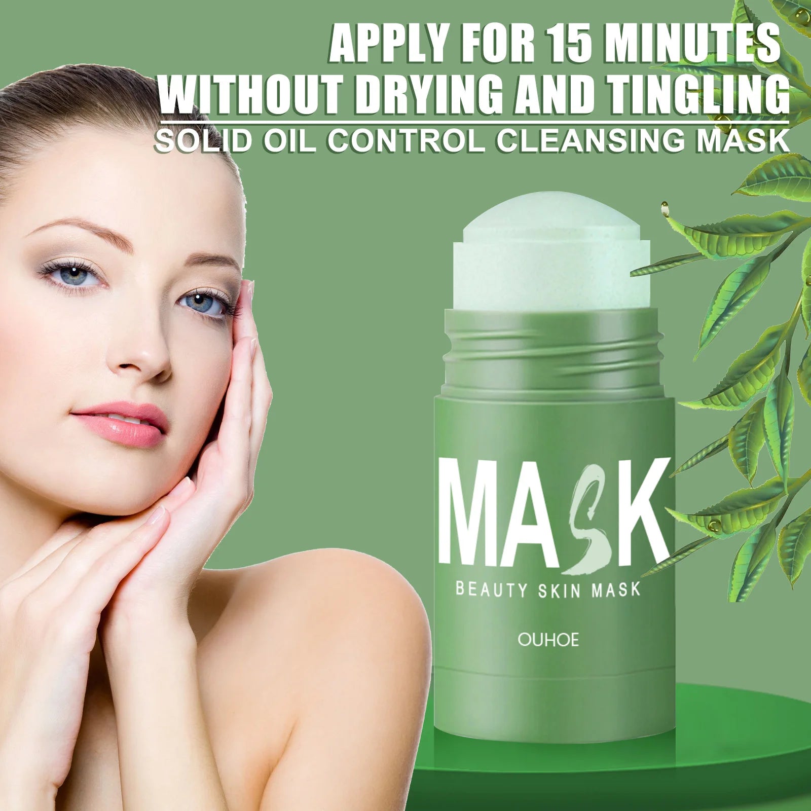 Green Tea Clay Mask Deep Clean Oil Control Hydrate Moisturizing Skin Care Treatment