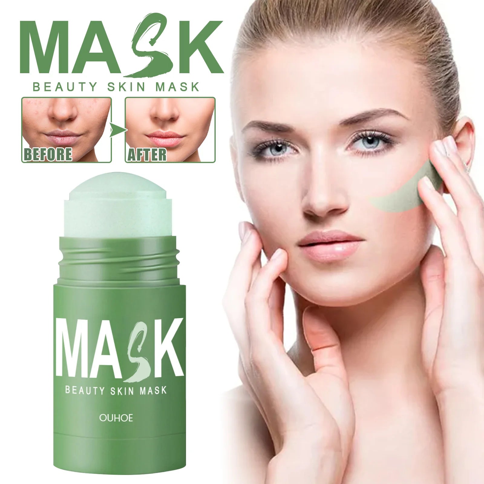 Green Tea Clay Mask Deep Clean Oil Control Hydrate Moisturizing Skin Care Treatment