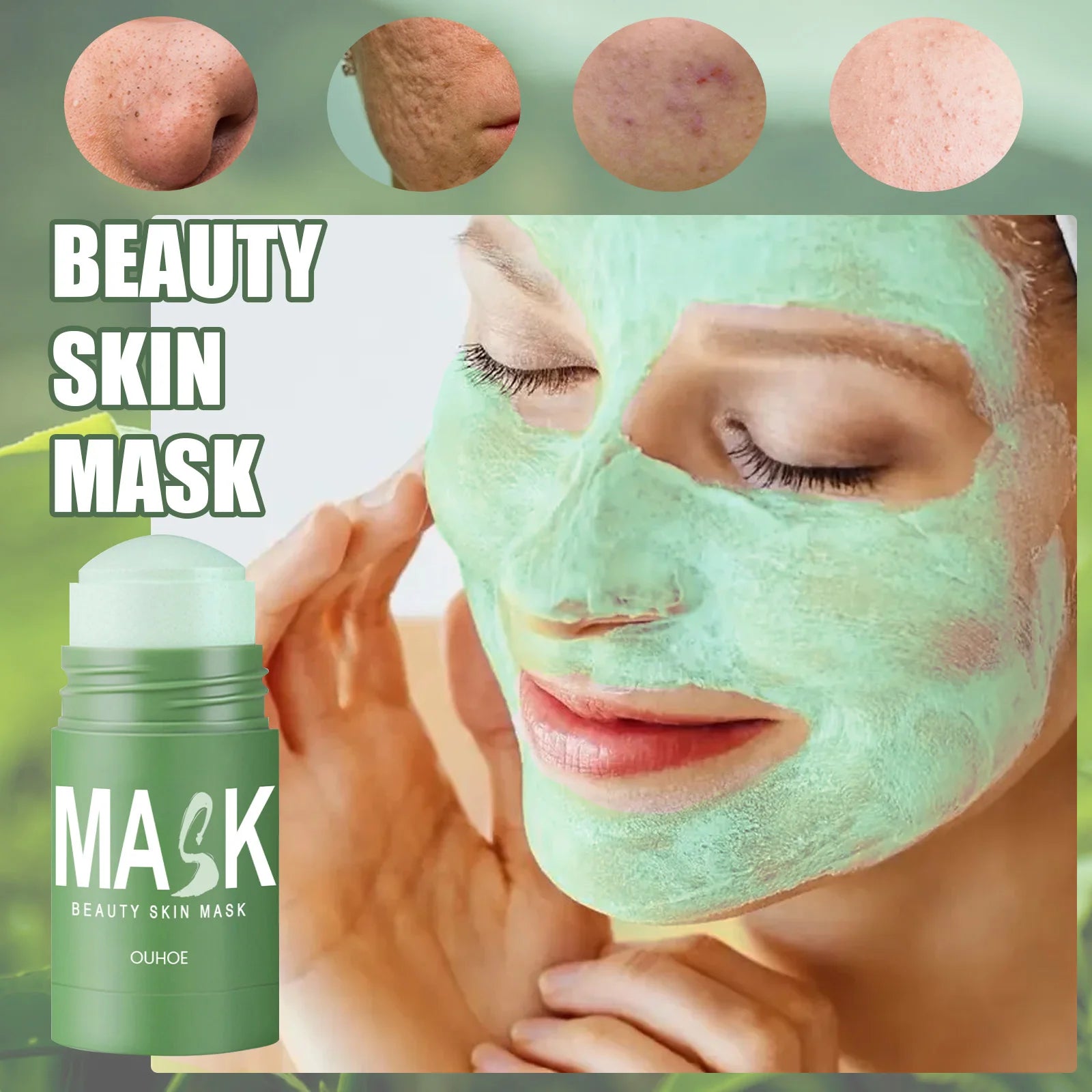 Green Tea Clay Mask Deep Clean Oil Control Hydrate Moisturizing Skin Care Treatment