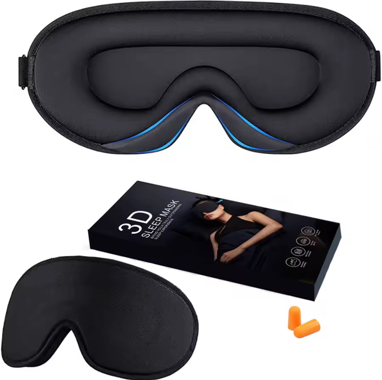 2pcs Total Blackout 3D Sleep Mask, Lightweight & Soft