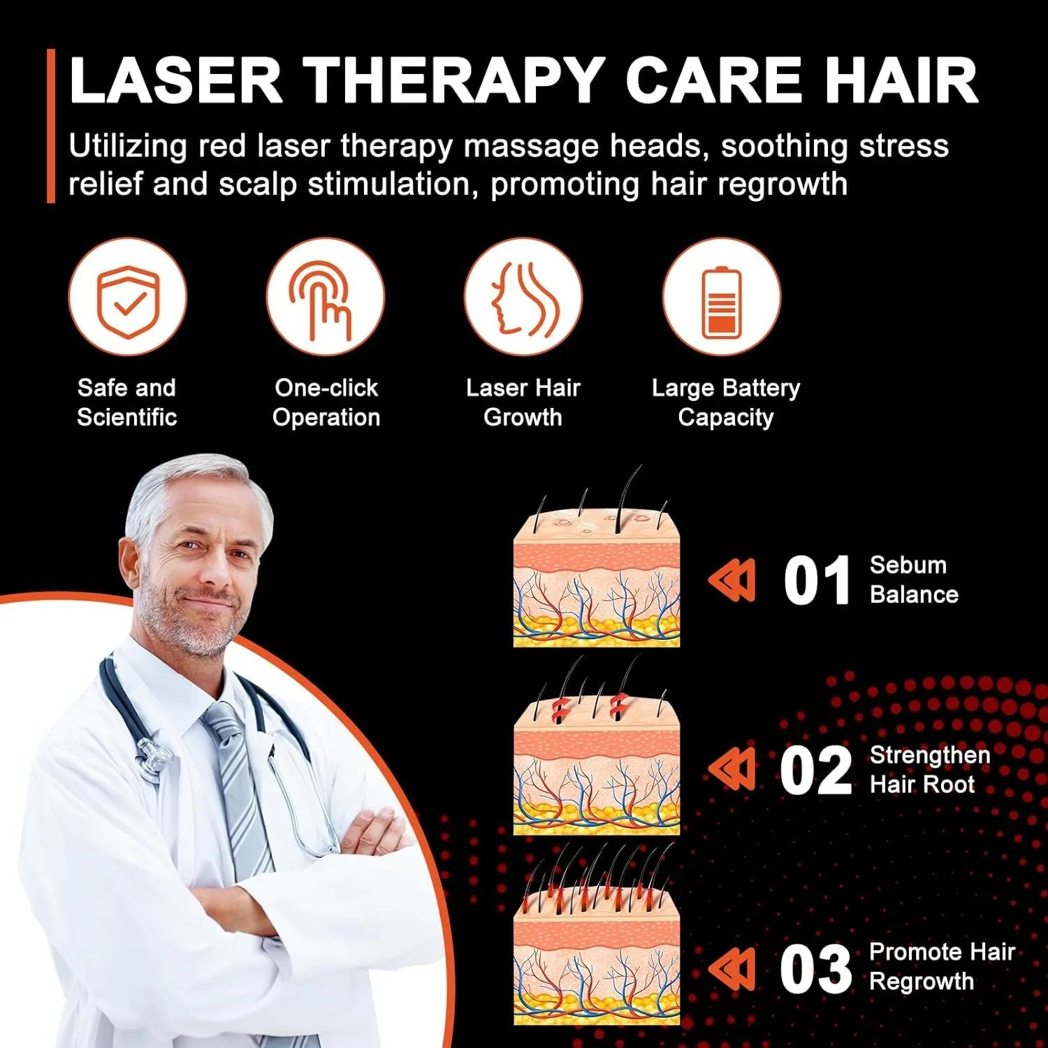Laser Hair Growth Comb – LED Light & Massage Therapy