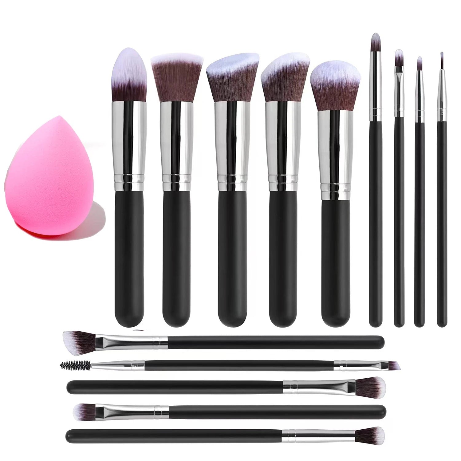 14 Piece Makeup Brush Set with Free Sponge Soft Beginner Friendly