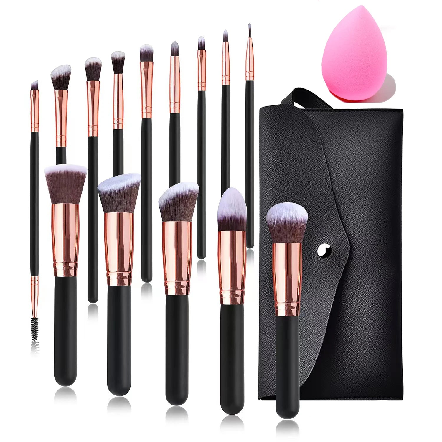 14 Piece Makeup Brush Set with Free Sponge Soft Beginner Friendly