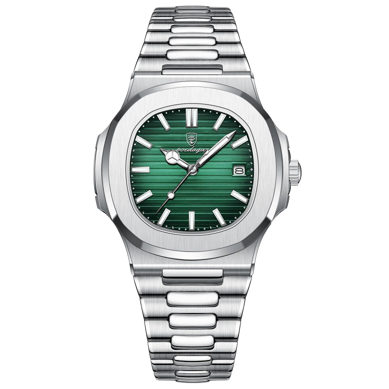 Poedagar Men's Square Dial Stainless Steel Watch