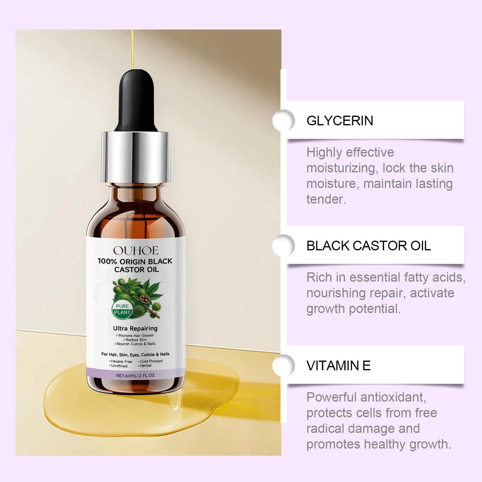 Black Castor Oil – Smooth Hair & Lash/Body Care Oil