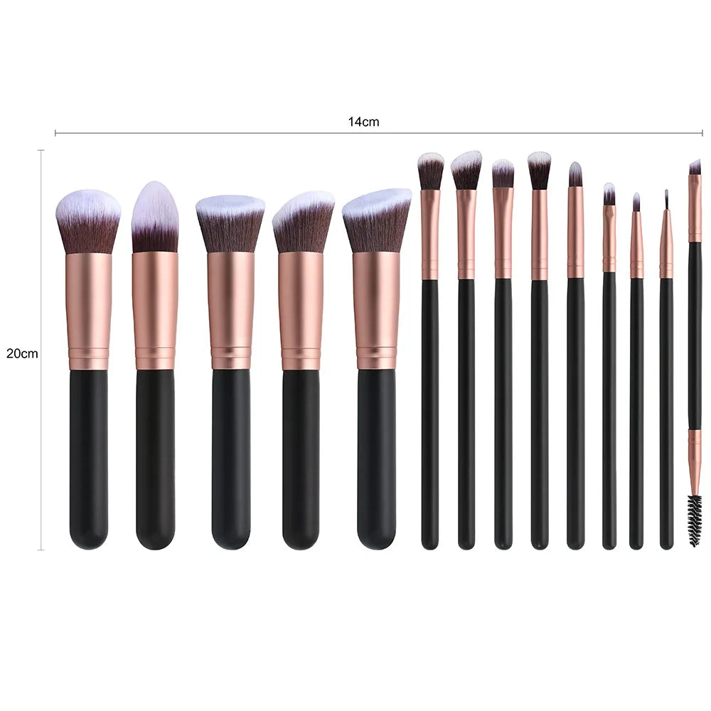 14 Piece Makeup Brush Set with Free Sponge Soft Beginner Friendly