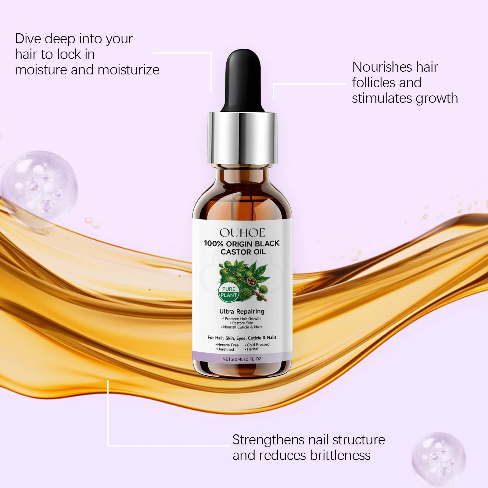 Black Castor Oil – Smooth Hair & Lash/Body Care Oil