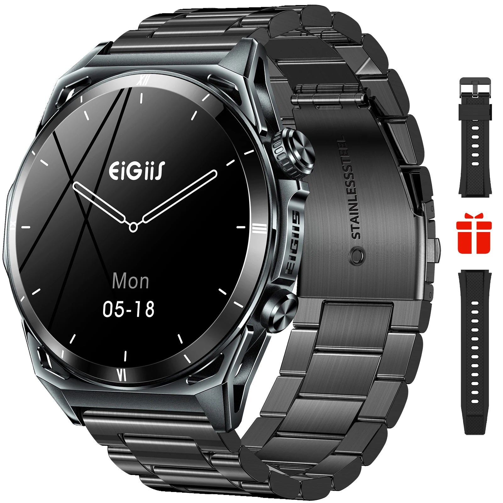 EIGIIS KE6 Smart Watch 1.43" AMOLED, Black, IP68 Waterproof