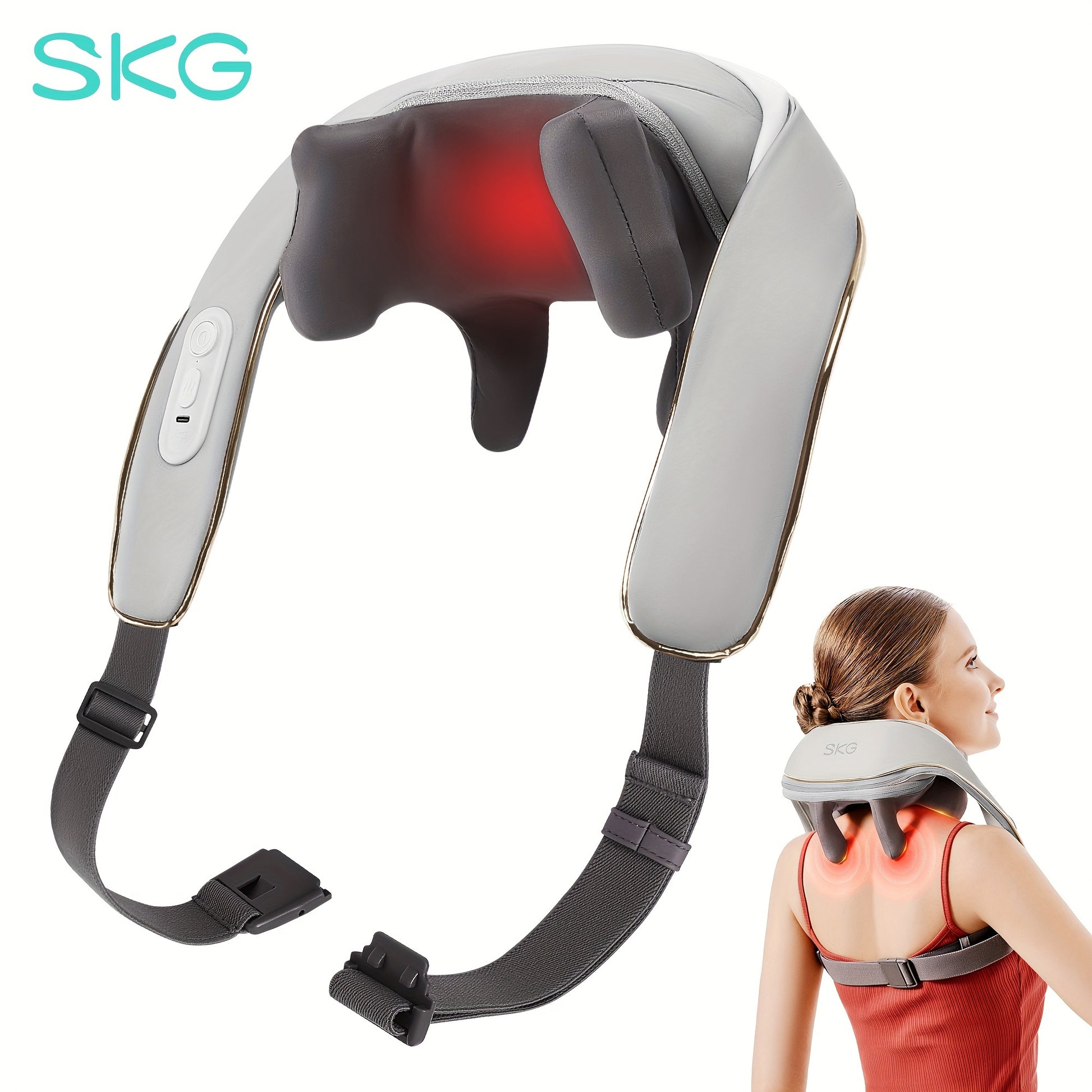 SKG 6D Cordless Neck Massager with Heat, Deep Tissue Shiatsu