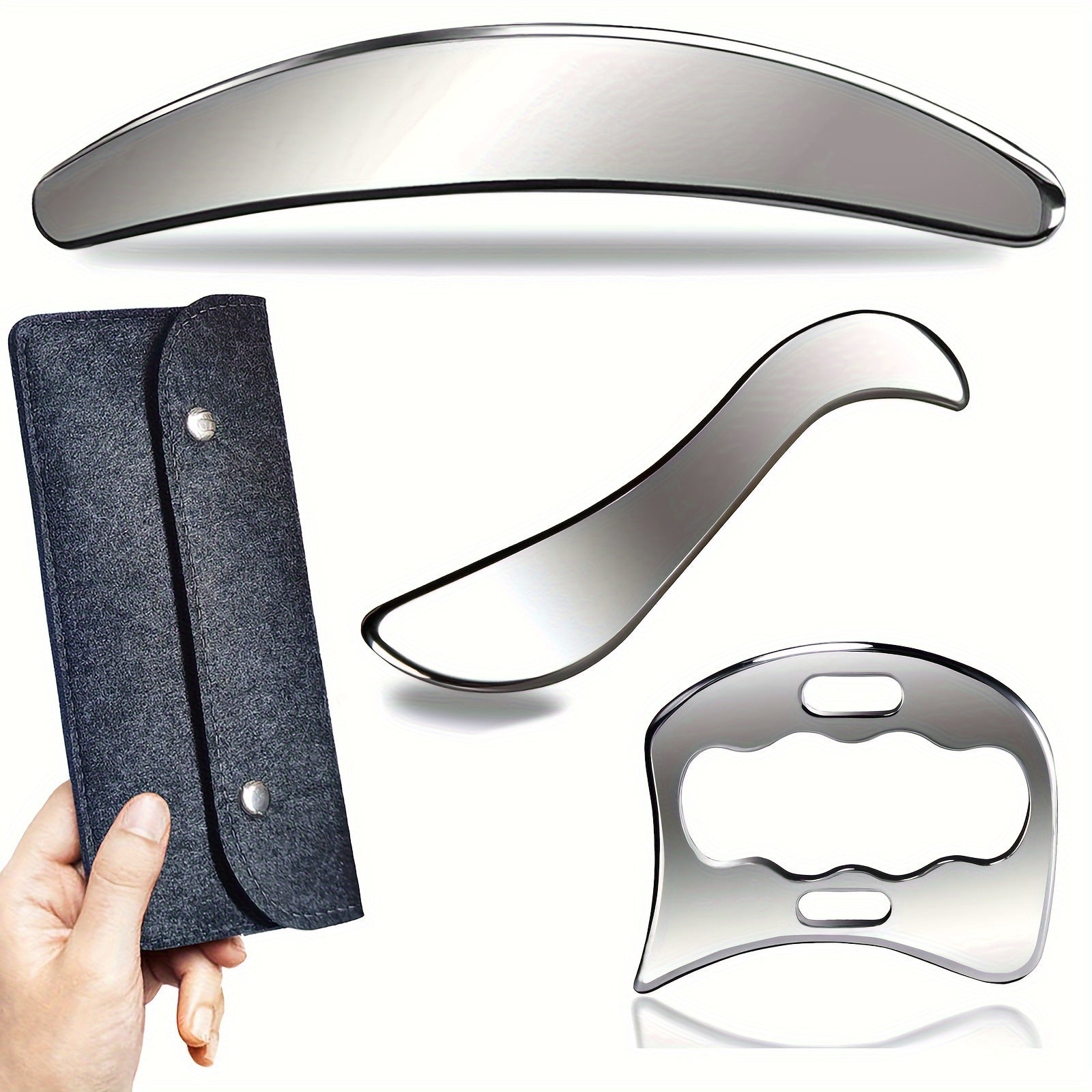 3-in-1 Stainless Steel Gua Sha Tool Set for Full Body Massage