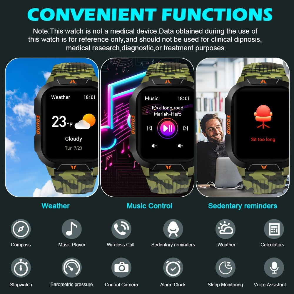 Tactical Smart Watch – Calls, Compass, Fitness & LED Light