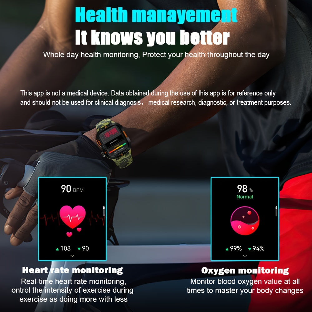 Tactical Smart Watch – Calls, Compass, Fitness & LED Light