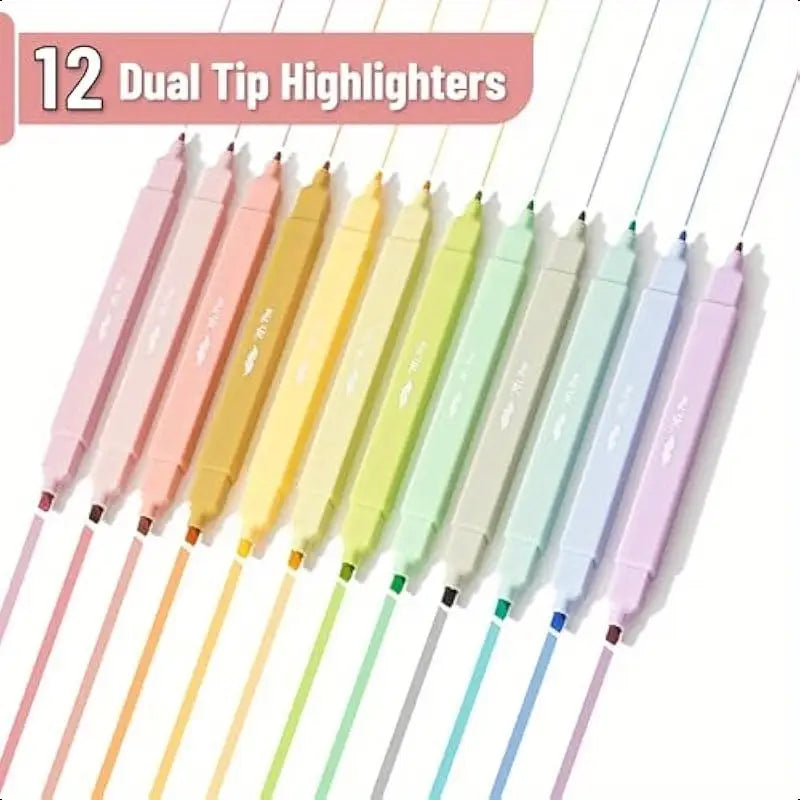 Mr. Pen Aesthetic Pastel Highlighters Set - 12 Chisel Tip, No Bleed