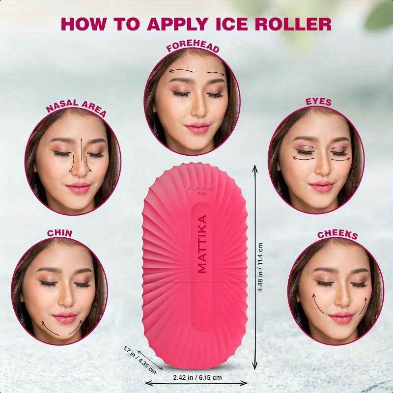 Pink Ice Roller for Face & Eyes, Gua Sha Massage & Skincare