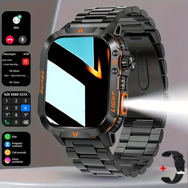 Tactical Smart Watch – Calls, Compass, Fitness & LED Light
