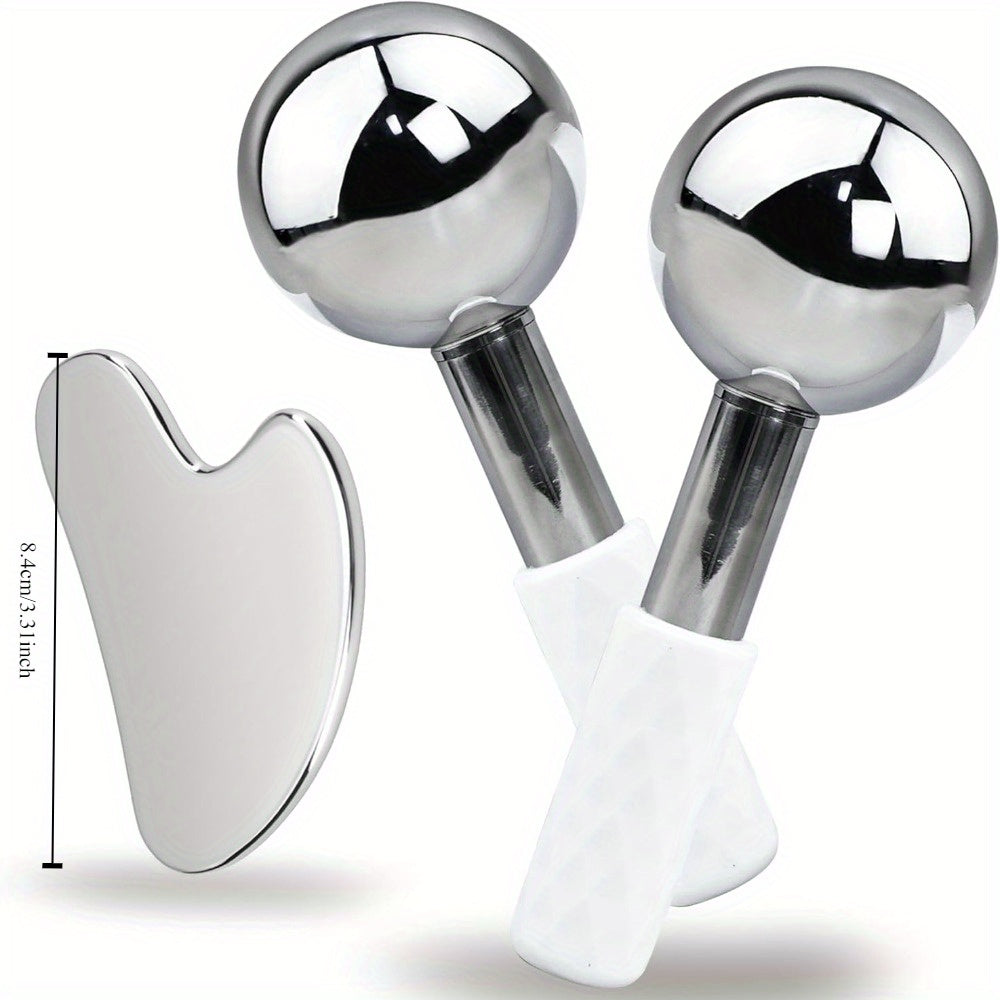 Facial Massage Ice Roller Set, 3-Piece Gua Sha & Cooling Tool