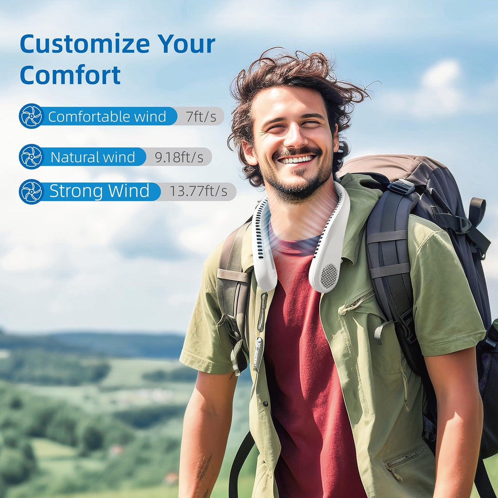 Portable Neck Fan, Blade-less, 3 Speeds, 5200mAh Battery [Limited Time Deal]
