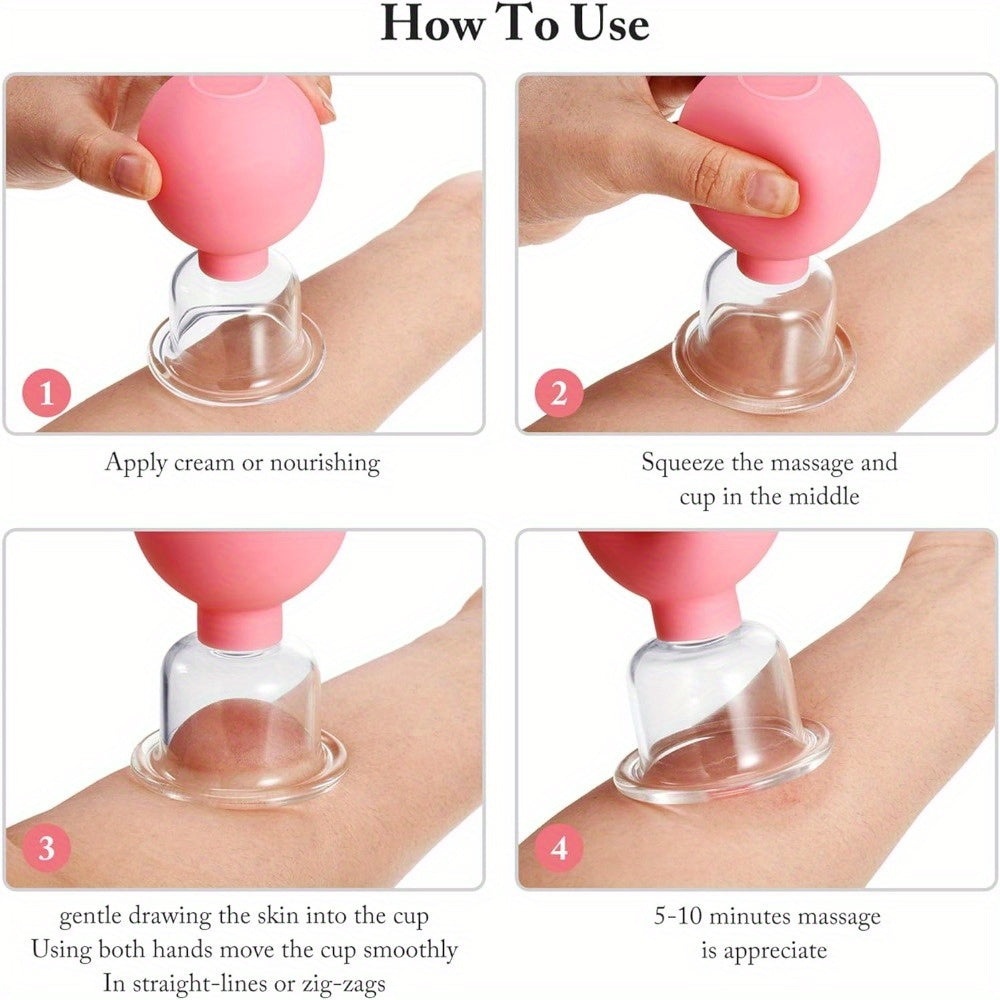 4pcs Glass Silicone Cupping Set - Muscle & Joint Pain Relief
