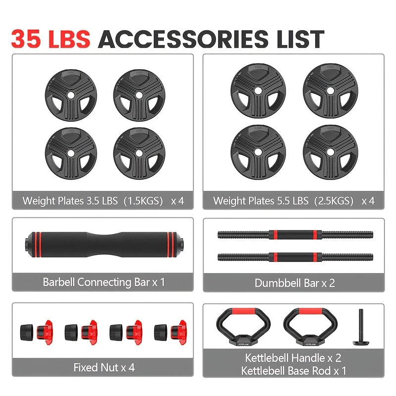 4-in-1 Adjustable Dumbbell Set 35/55LB for Home Gym