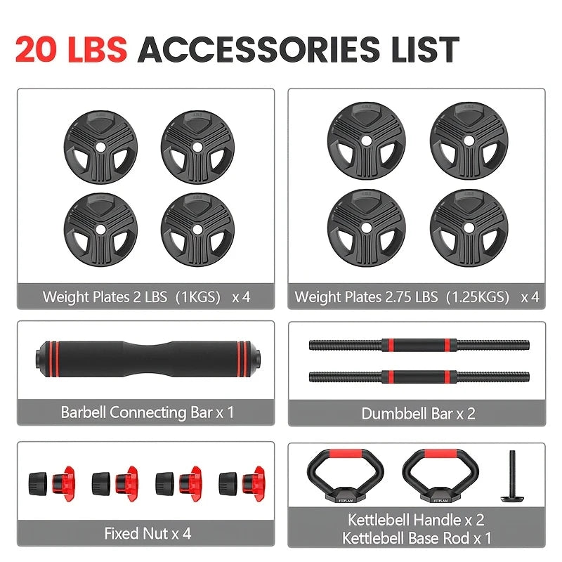 4-in-1 Adjustable Dumbbell Set 35/55LB for Home Gym