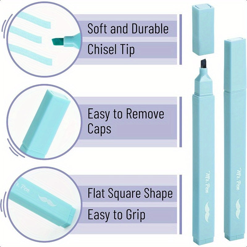 Mr. Pen Aesthetic Pastel Highlighters Set - 12 Chisel Tip, No Bleed