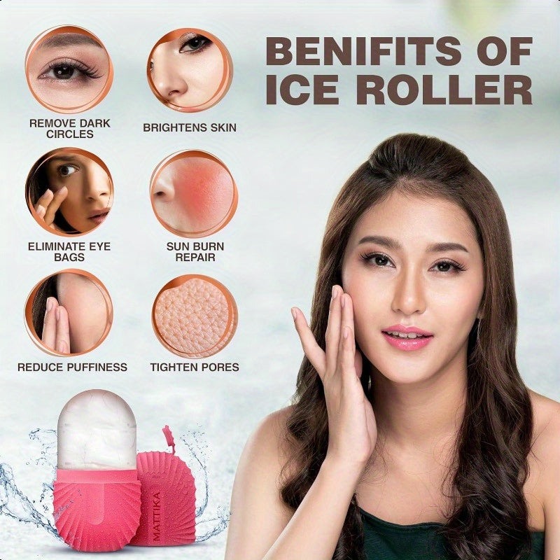 Pink Ice Roller for Face & Eyes, Gua Sha Massage & Skincare