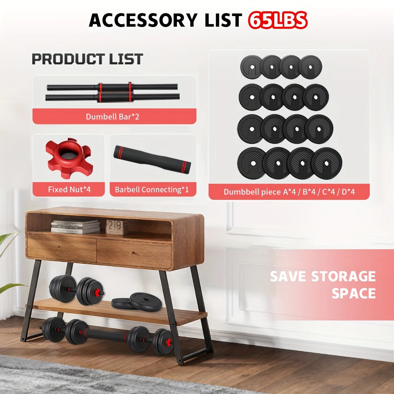 4-in-1 Adjustable Dumbbell Set 35/55LB for Home Gym