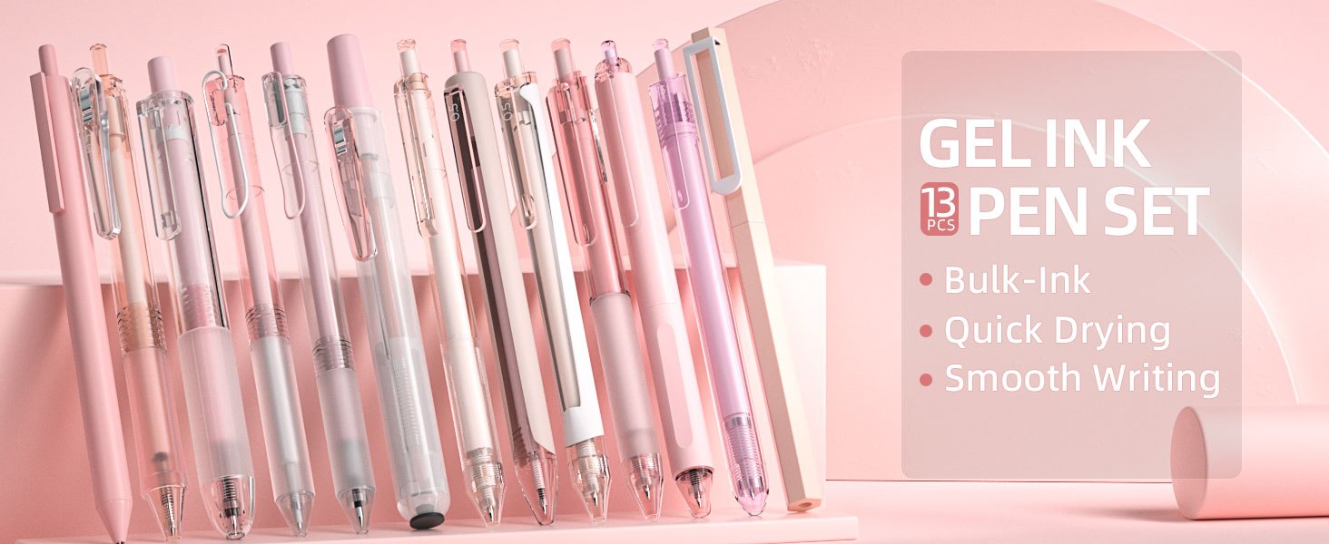 Aesthetic Pastel Gel Ink Pen Set with Highlighter 10 Pack