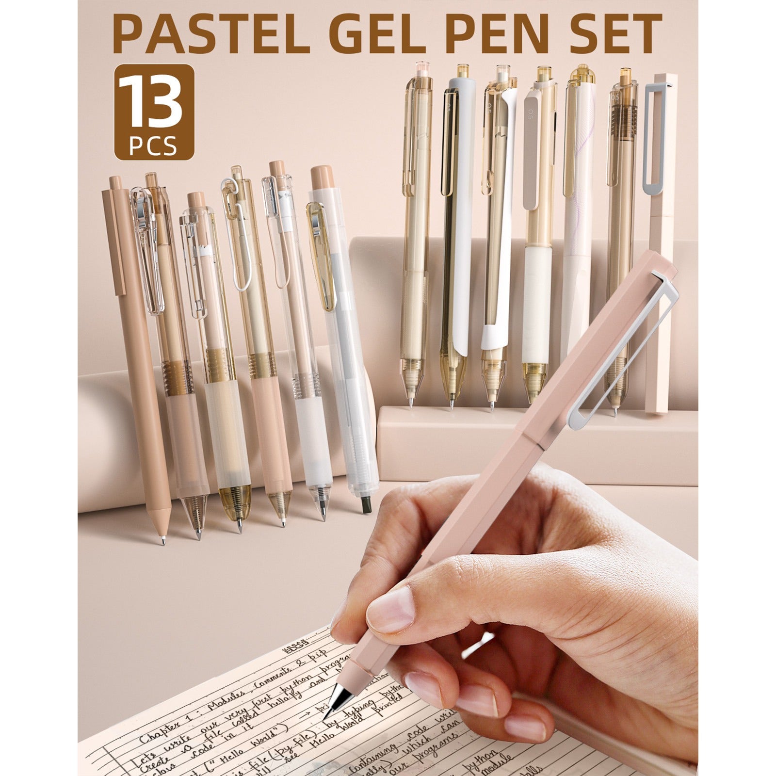 Aesthetic Pastel Gel Ink Pen Set with Highlighter 10 Pack