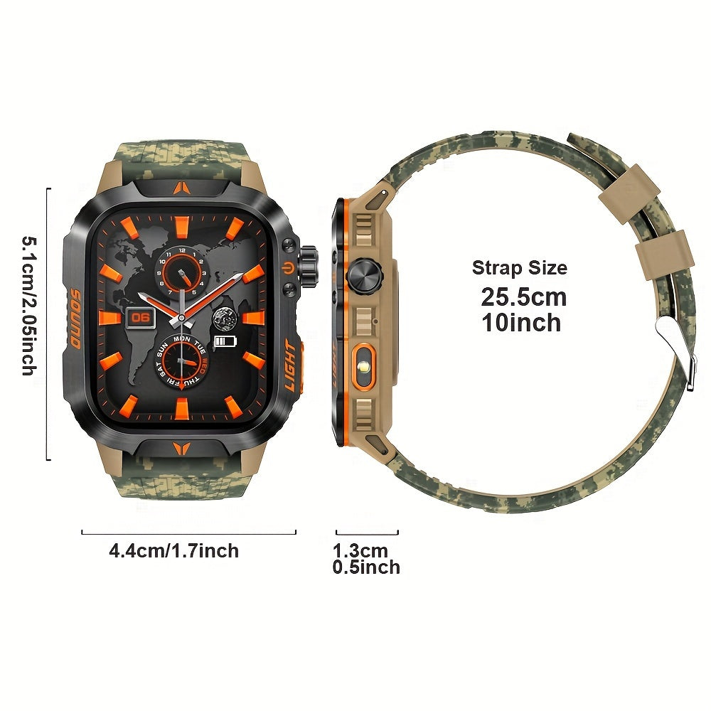 Tactical Smart Watch – Calls, Compass, Fitness & LED Light