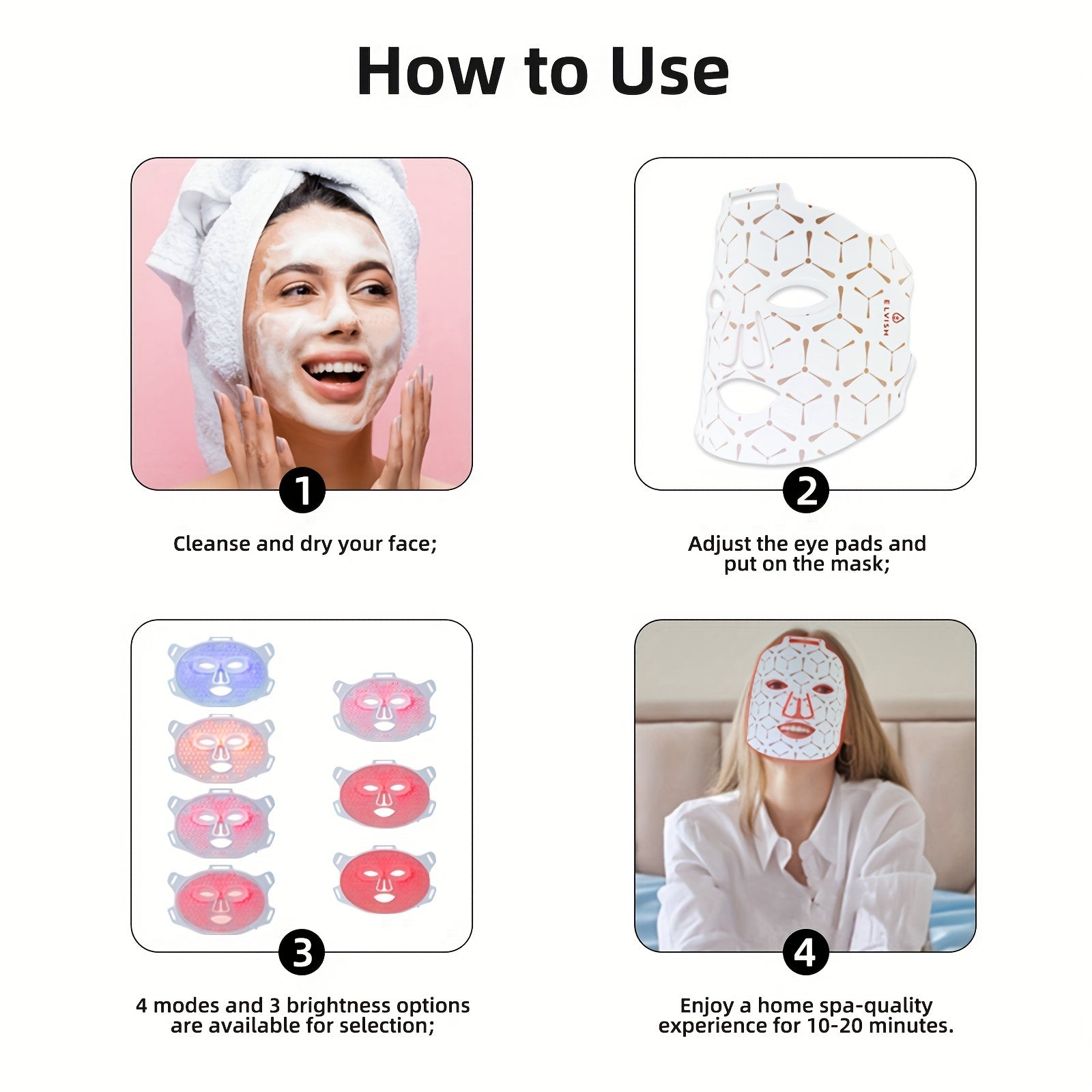 Escfu LED Facial Mask – Red Light, USB Rechargeable, Giftable