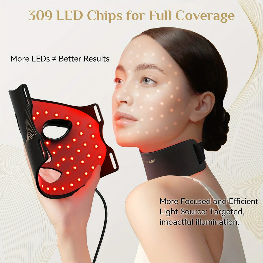 LED Facial And Neck Mask With Red Light Therapy For Home Use
