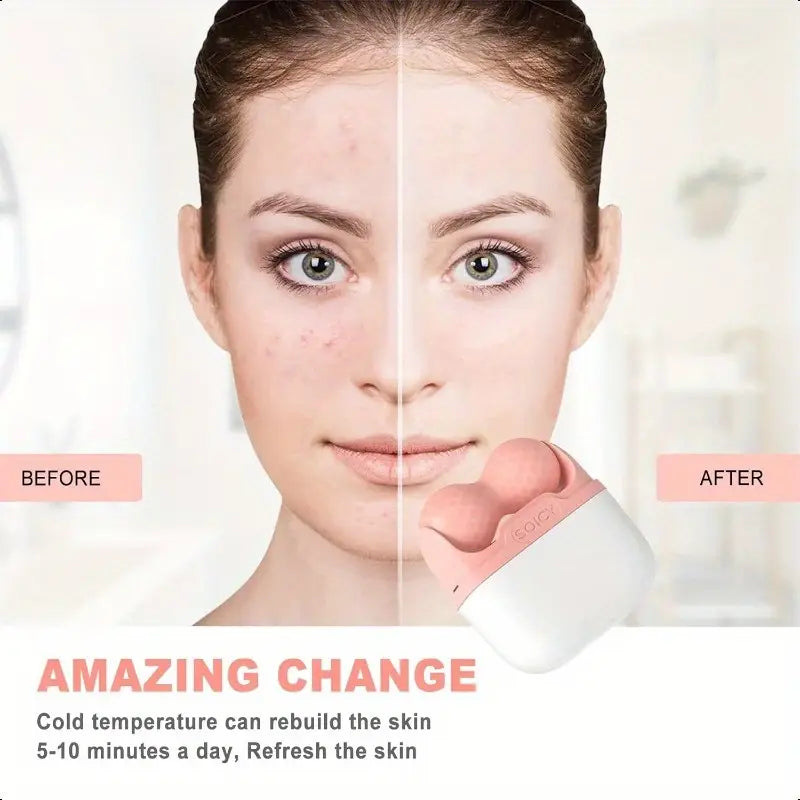 S30 Double Roller Facial Ice Compress - Mini Beauty Device, Leak-Proof Reusable Design, Reduces Puffiness & Tightens Pores, Gentle Massage Tool - Daily