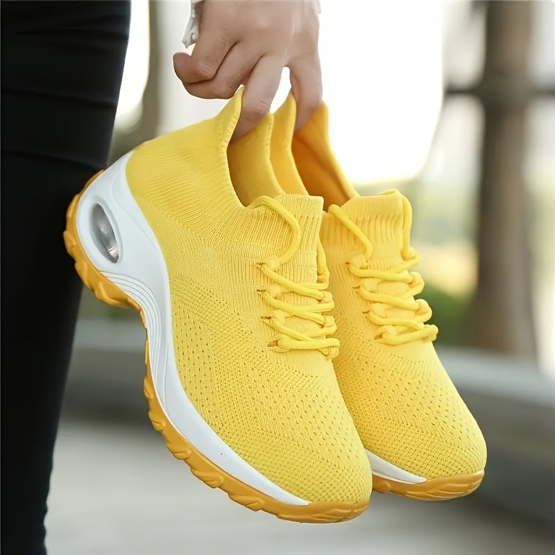 2025 Casual Flyknit Mesh Air Cushion Running Shoes, Lightweight & Anti-Slip