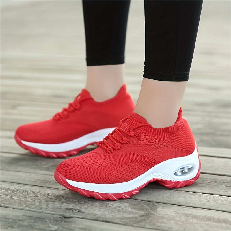 2025 Casual Flyknit Mesh Air Cushion Running Shoes, Lightweight & Anti-Slip