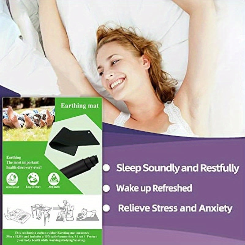 Grounding Pad for Sleep, Pain Relief & Stress - 40"x12" Black