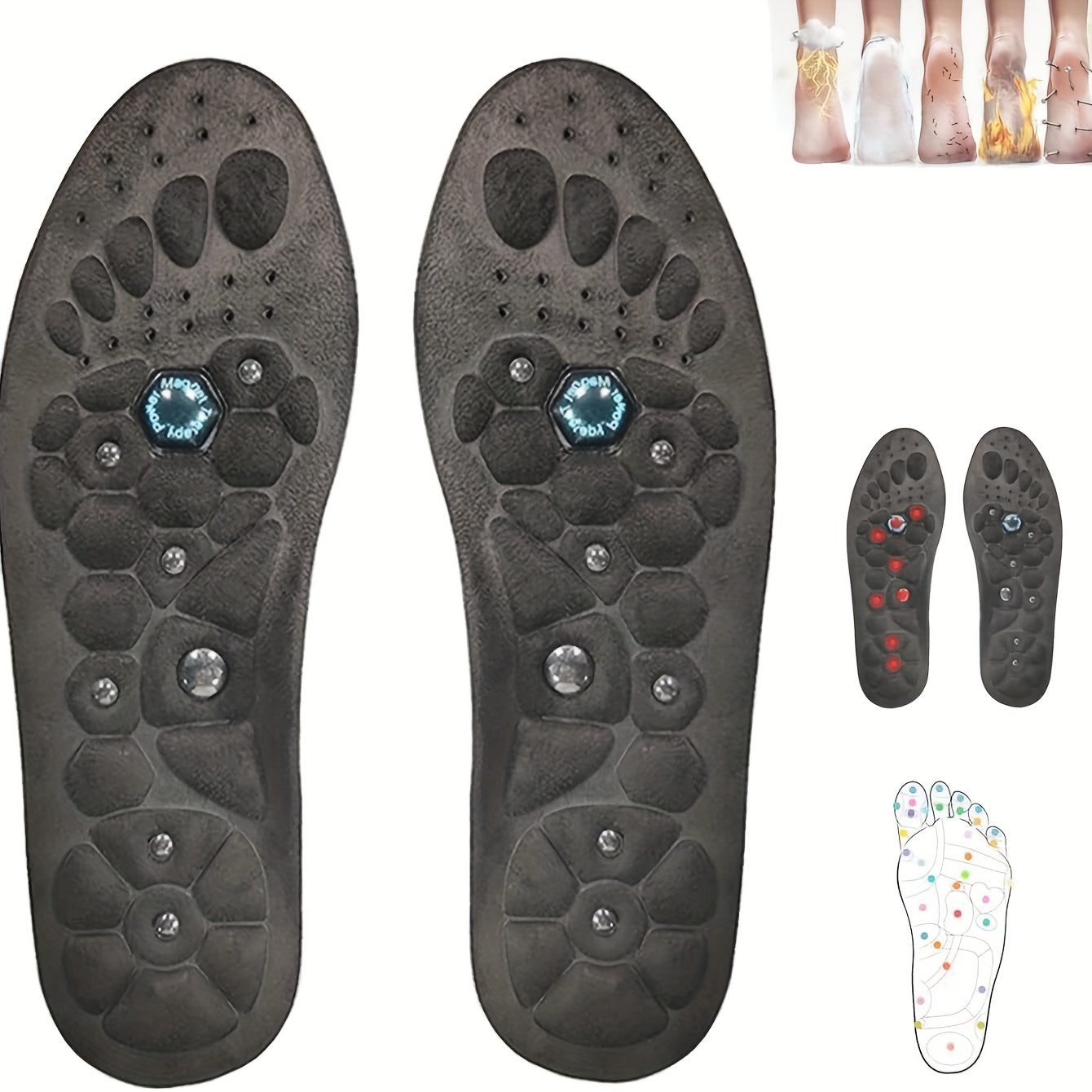 Magnetic Acupressure Insoles with Arch Support & Massage