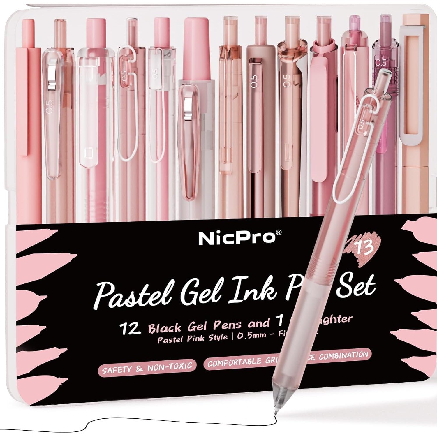Aesthetic Pastel Gel Ink Pen Set with Highlighter 10 Pack