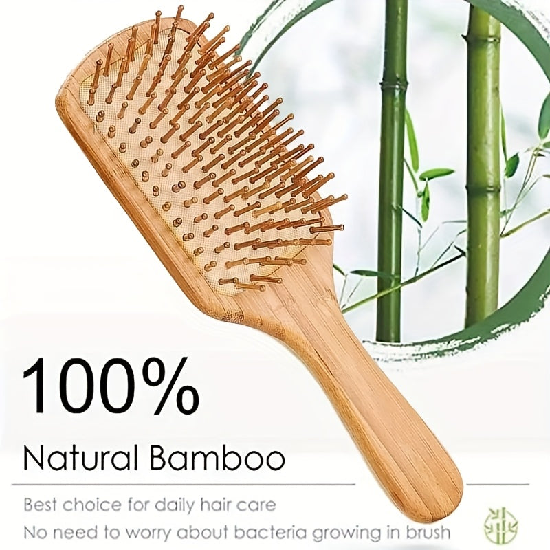 Bamboo Massage Brush – Gentle Detangle and Style Tool