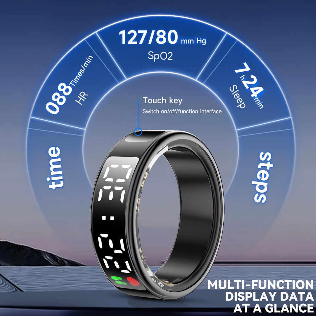 Smart Ring – Touchscreen, Fitness & Sleep Tracking, Long Battery